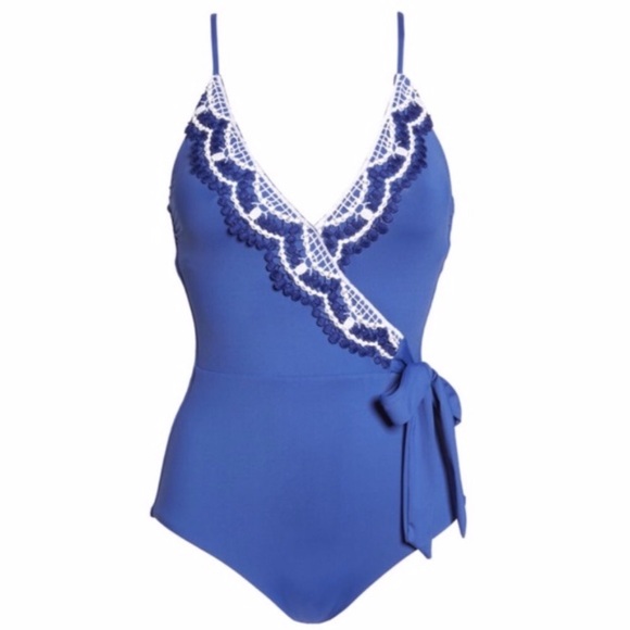 Becca Delilah Crochet Wrap One Piece Swimsuit S - Picture 2 of 4